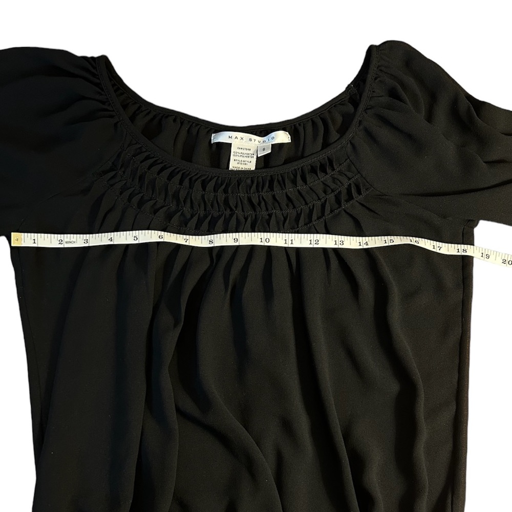Peasant Flowy Blouse/Translucent/3/4 Sleeves Black (Size Small - Medium) EUC - Picture 8 of 12